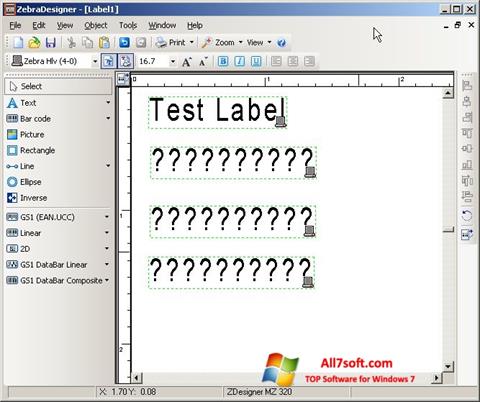 Posnetek zaslona Zebra Designer Windows 7