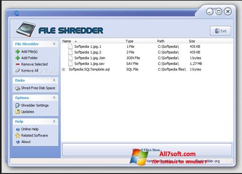 Posnetek zaslona File Shredder Windows 7