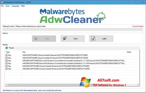 Posnetek zaslona AdwCleaner Windows 7