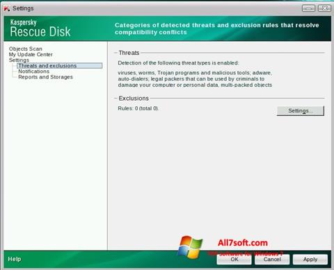 Posnetek zaslona Kaspersky Rescue Disk Windows 7