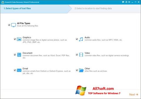 Posnetek zaslona EaseUS Data Recovery Wizard Windows 7