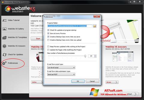 Posnetek zaslona WebSite X5 Windows 7