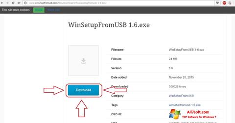 Posnetek zaslona WinSetupFromUSB Windows 7