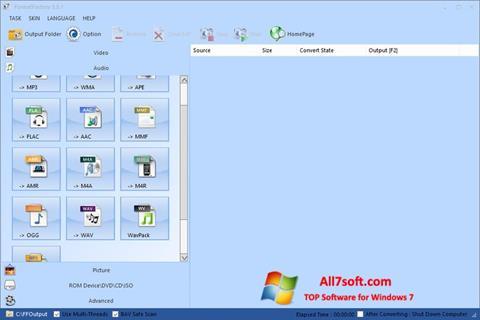 Posnetek zaslona Format Factory Windows 7