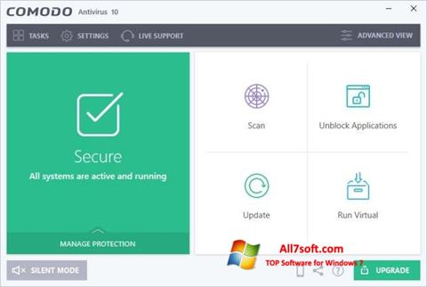 Posnetek zaslona Comodo Antivirus Windows 7